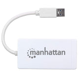 Manhattan Hub de 3 puertos USB 3.0 con Adaptador Gigabit Ethernet Laptop USB 3.2 Gen 1 (3.1 Gen 1) Type-A 3 1 Blanco