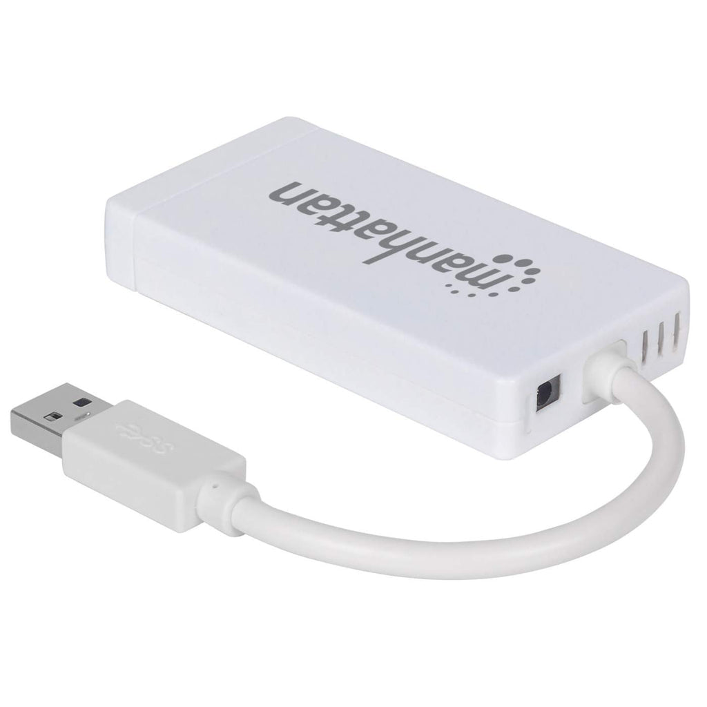 Manhattan Hub de 3 puertos USB 3.0 con Adaptador Gigabit Ethernet Laptop USB 3.2 Gen 1 (3.1 Gen 1) Type-A 3 1 Blanco