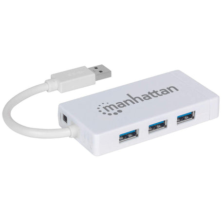 Manhattan Hub de 3 puertos USB 3.0 con Adaptador Gigabit Ethernet Laptop USB 3.2 Gen 1 (3.1 Gen 1) Type-A 3 1 Blanco