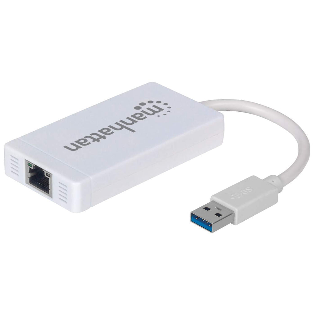 Manhattan Hub de 3 puertos USB 3.0 con Adaptador Gigabit Ethernet Laptop USB 3.2 Gen 1 (3.1 Gen 1) Type-A 3 1 Blanco