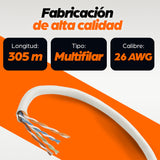 BOBINA INT CAT 5E CCA UTP 305M MULTIFILAR GRIS COBRE CON ALUMINIO