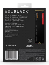 WD Black SSD Interno SN850X 8TB M.2 2280 NVMe PCIe Gen4, Lect. 7200MB/s, Escr. 6600MB/s, TBW 4800