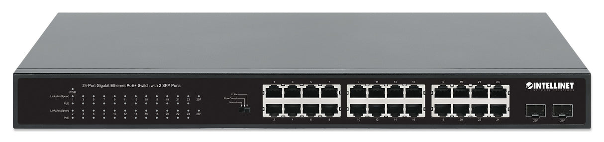 POE SWITCH INTELLINET GB 24 PTOS 19" 30W/PTO, 370W, 2 SFP PORTS