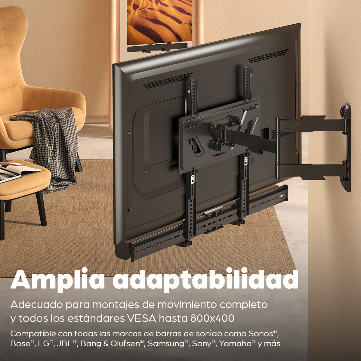 Soporte de Pared para Barra de Sonido Manhattan, TV, 10 kg, Negro