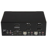 StarTech.com Switch Conmutador KVM de 2 Puertos DisplayPort - 4K 60Hz Interruptores KVM 2 USB No