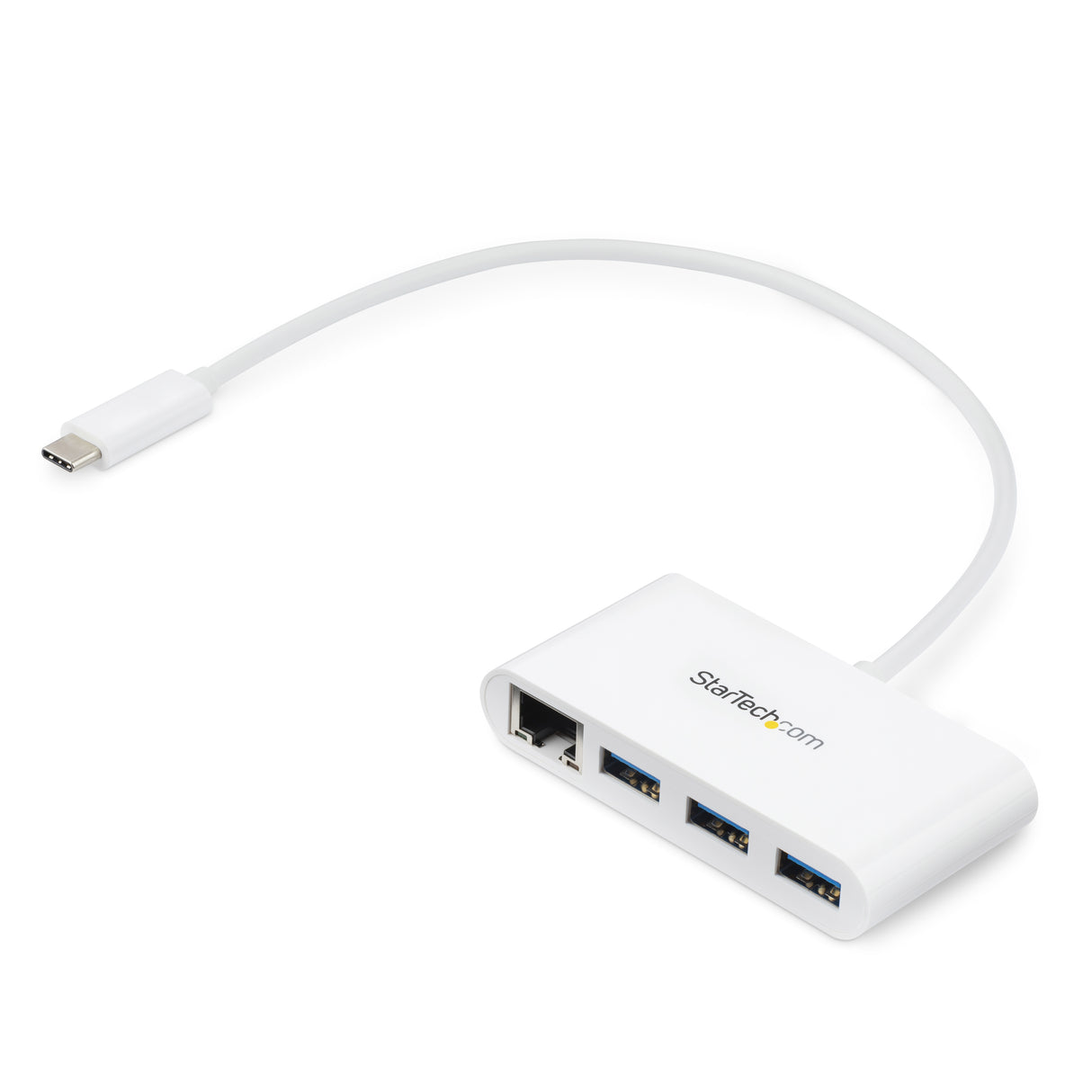 StarTech.com Concentrador USB 3.0 (5Gbps) de 3 Puertos con USB-C y Ethernet Gigabit - Hub Ladrón de USB Convencional - Blanco tarjetas de red Alámbrico USB Ethernet 1