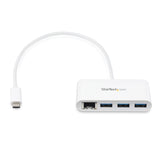 StarTech.com Concentrador USB 3.0 (5Gbps) de 3 Puertos con USB-C y Ethernet Gigabit - Hub Ladrón de USB Convencional - Blanco tarjetas de red Alámbrico USB Ethernet 1