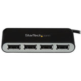 StarTech.com Concentrador Ladrón USB 2.0 de 4 Puertos con Cable Integrado - Hub Portátil USB 2.0 Hubs de interfaz 4 USB 