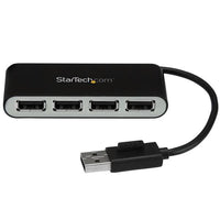 StarTech.com Concentrador Ladrón USB 2.0 de 4 Puertos con Cable Integrado - Hub Portátil USB 2.0 Hubs de interfaz 4 USB