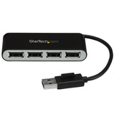 StarTech.com Concentrador Ladrón USB 2.0 de 4 Puertos con Cable Integrado - Hub Portátil USB 2.0 Hubs de interfaz 4 USB 