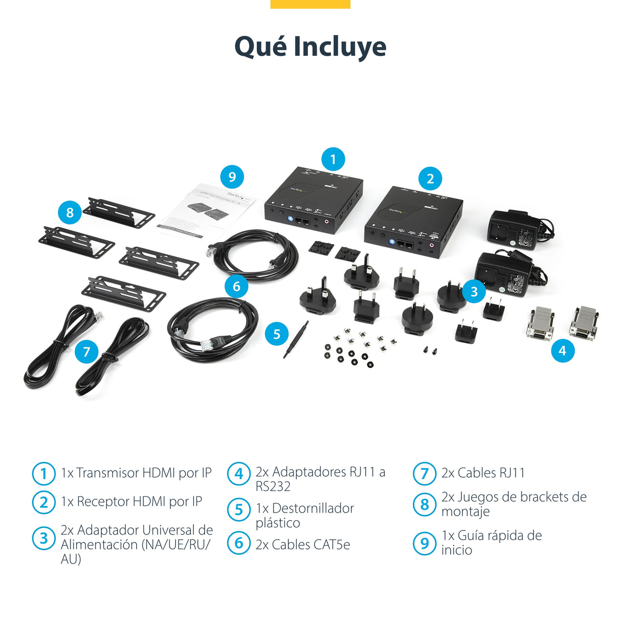 StarTech.com Juego de Extensor Alargador HDMI 4K con Soporte para Muro Multivídeo - Extensor por IP compatible con Video