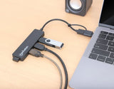 Manhattan Hub/dock combinado USB-C y USB-A, puertos (4): 4x USB-A, 5 Gbps (USB 3.0), Alimentado por USB (no requiere ali