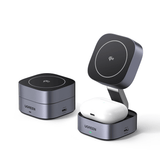 Ugreen 35316 cargador de dispositivo móvil Auriculares, Smartphone, Reloj inteligente Gris USB Cargador inalámbrico Carga rápida Interior