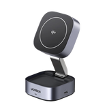 Ugreen 35316 cargador de dispositivo móvil Auriculares, Smartphone, Reloj inteligente Gris USB Cargador inalámbrico Carga rápida Interior