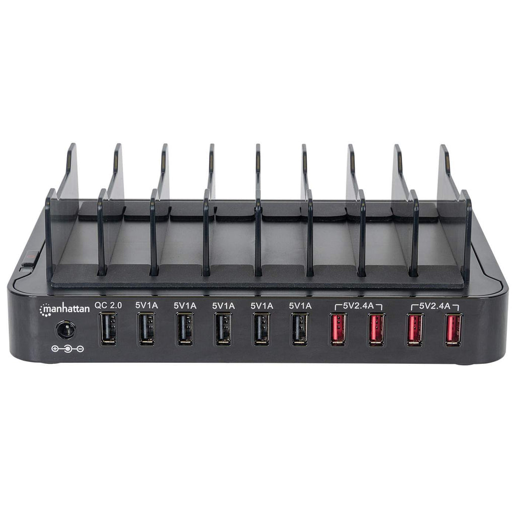 Manhattan Estación de carga con 10 puertos USB organizadores para estación de carga Negro Poder CUL, RoHS2, CE, TUV, FCC 110 - 240 V