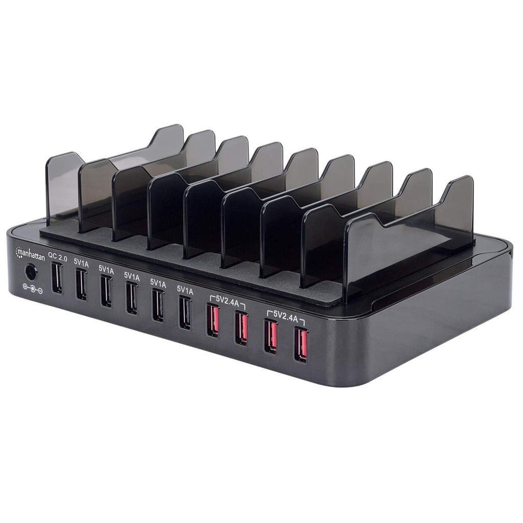 Manhattan Estación de carga con 10 puertos USB organizadores para estación de carga Negro Poder CUL, RoHS2, CE, TUV, FCC 110 - 240 V