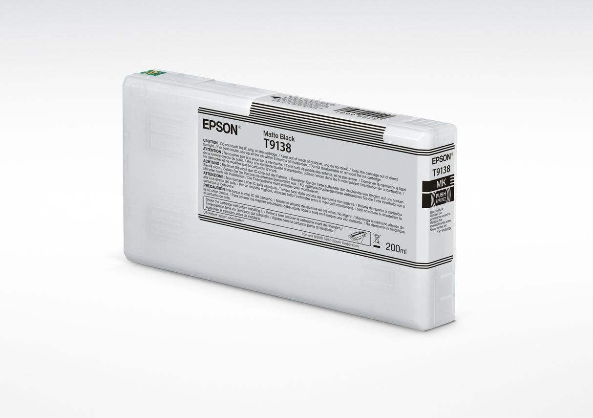 Epson T9138 Matte Black Ink Cartridge (200ml) Cartucho de Tinta Tinta a base de pigmentos Impresión por inyección de tinta 1 pieza(s) 1