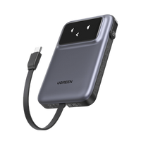 Ugreen Power Bank Serie Uno | 10000mAh | 30W | con Cable USB-C Incorporado | 2 Salidas 30W Max