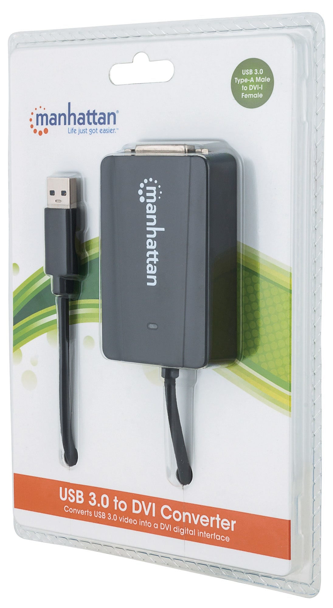 Manhattan Convertidor de Video USB 3.0 a DVI-I 152310, Soporta 1920x1200, Plug & Play