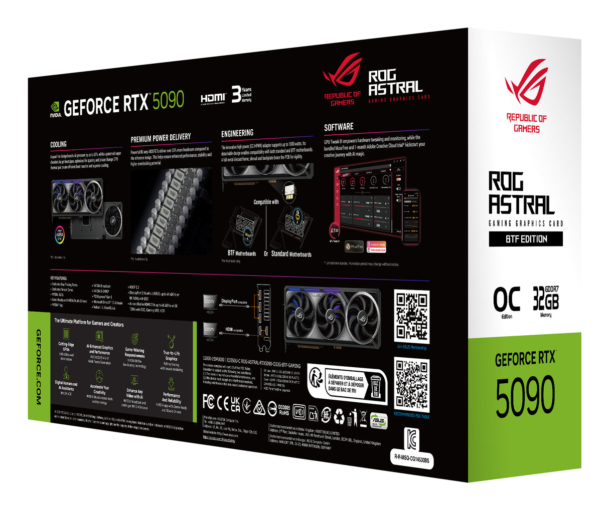 ASUS ROG-ASTRAL-RTX5090-O32G-BTF-GAMING tarjetas gráficas Si 21760 NVIDIA GeForce RTX 5090