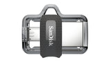 SanDisk Ultra Dual m3.0 unidad flash USB 16 GB USB Type-A / Micro-USB 3.2 Gen 1 (3.1 Gen 1) Negro, Plata, Transparente