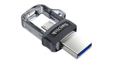 SanDisk Ultra Dual m3.0 unidad flash USB 16 GB USB Type-A / Micro-USB 3.2 Gen 1 (3.1 Gen 1) Negro, Plata, Transparente