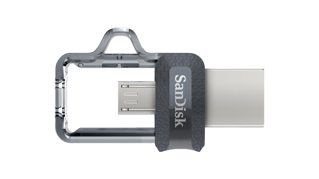 SanDisk Ultra Dual m3.0 unidad flash USB 16 GB USB Type-A / Micro-USB 3.2 Gen 1 (3.1 Gen 1) Negro, Plata, Transparente