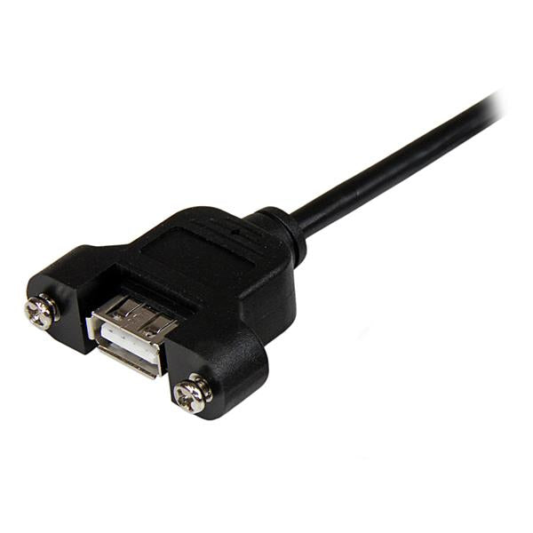 StarTech.com Cable Alargador de 30cm USB 2.0 para Montar Empotrar en Panel - Extensor Macho a Hembra USB A - Negro Cable USB 2.0 USB A USB A Macho/Hembra