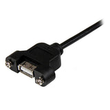 StarTech.com Cable Alargador de 30cm USB 2.0 para Montar Empotrar en Panel - Extensor Macho a Hembra USB A - Negro Cable USB 2.0 USB A USB A Macho/Hembra
