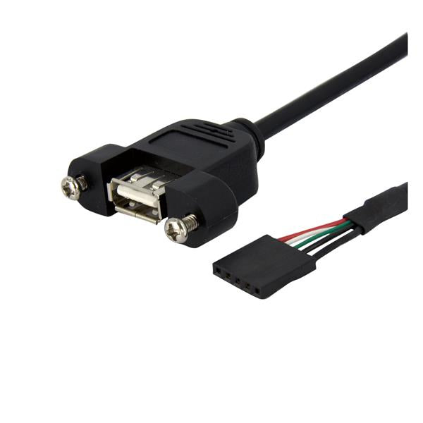 StarTech.com Cable de 91cm USB 2.0 para Montaje en Panel conexión a Placa Madre IDC 5 Pines - Hembra USB A, Negro