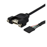 StarTech.com Cable de 91cm USB 2.0 para Montaje en Panel conexión a Placa Madre IDC 5 Pines - Hembra USB A, Negro