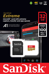 SanDisk Extreme 32 GB MicroSDHC UHS-I Clase 10, 100 MB/s, SDSQXAF-032G-GN6MA