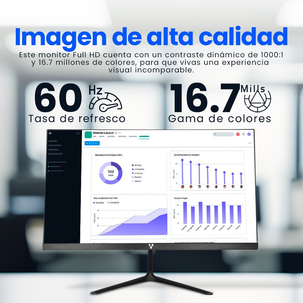 Vorago LED-W21-300-V4F monitor de computadora 54.6 cm (21.5") Full HD Negro