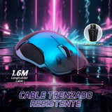 MOUSE VORAGO START THE GAME MO-505 ALAMBRICO RGB NEON HASTA 7,200 DPIS USB TRASPARENTE