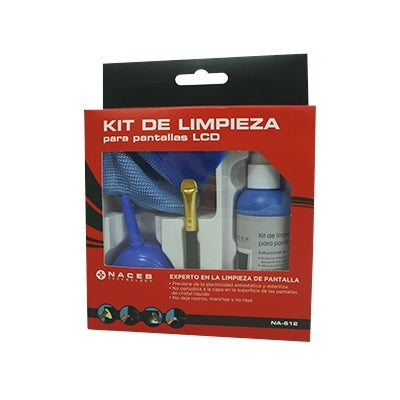 Naceb Technology NA-612 kit de limpieza para equipos LCD/TFT/Plasma Juego de limpieza para equipos, Azul, Caja