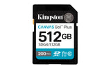 Kingston Technology Canvas Go! Plus 512GB SDXC Canvas Go Plus Gen4 200MB/s C10 UHS-I U3 V30 Memoria Flash 512 GB SDXC 200 MB/s 160 MB/s