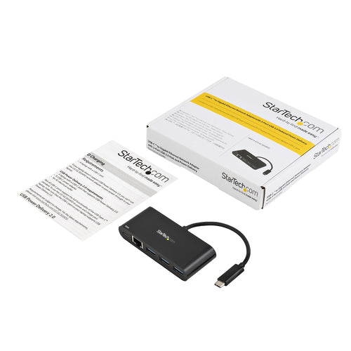 StarTech.com Adaptador Multipuertos USB-C de Red Ethernet con Hub de 3 Puertos USB 3.0 y Entrega de Potencia Tarjetas de