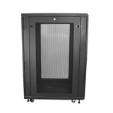 StarTech.com Armario Rack para Servidores 24U 19" 4 Columnas - Rack de Servidores con Cerradura y Seguro - Rack con Ruedas y Carriles de Montaje Ajustables para Equipo de Red Rack 24U Rack o bastidor independiente 450 kg Negro