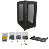 StarTech.com Armario Rack para Servidores 24U 19" 4 Columnas - Rack de Servidores con Cerradura y Seguro - Rack con Ruedas y Carriles de Montaje Ajustables para Equipo de Red Rack 24U Rack o bastidor independiente 450 kg Negro