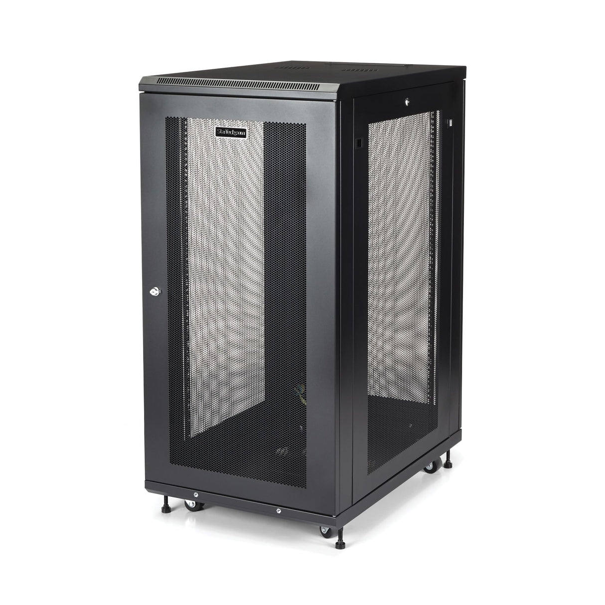 StarTech.com Armario Rack para Servidores 24U 19" 4 Columnas - Rack de Servidores con Cerradura y Seguro - Rack con Ruedas y Carriles de Montaje Ajustables para Equipo de Red Rack 24U Rack o bastidor independiente 450 kg Negro