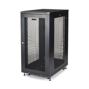 StarTech.com Armario Rack para Servidores 24U 19" 4 Columnas - Rack de Servidores con Cerradura y Seguro - Rack con Ruedas y Carriles de Montaje Ajustables para Equipo de Red Rack 24U Rack o bastidor independiente 450 kg Negro