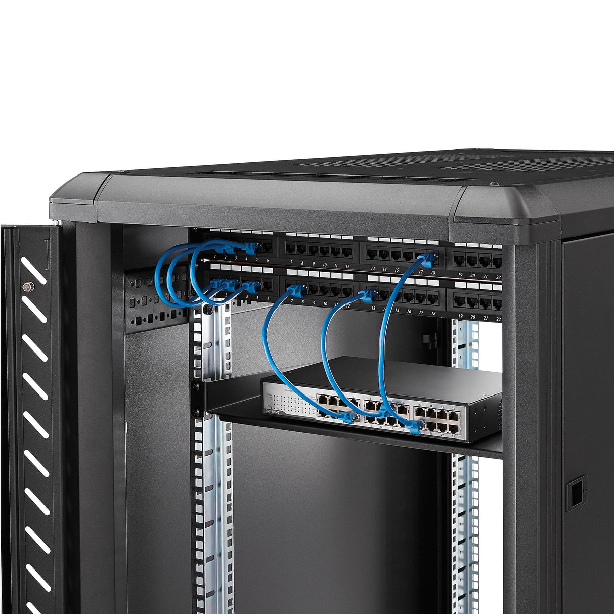 StarTech.com Bandeja Estante de 1U para Armario Rack de Servidores - de 10 Pulgadas (254mm) de Profundidad - en Acero de Servicio Pesado - con Capacidad de Carga de 20kg - Negro Rack Cajón metálico para rack Negro Acero 20 kg