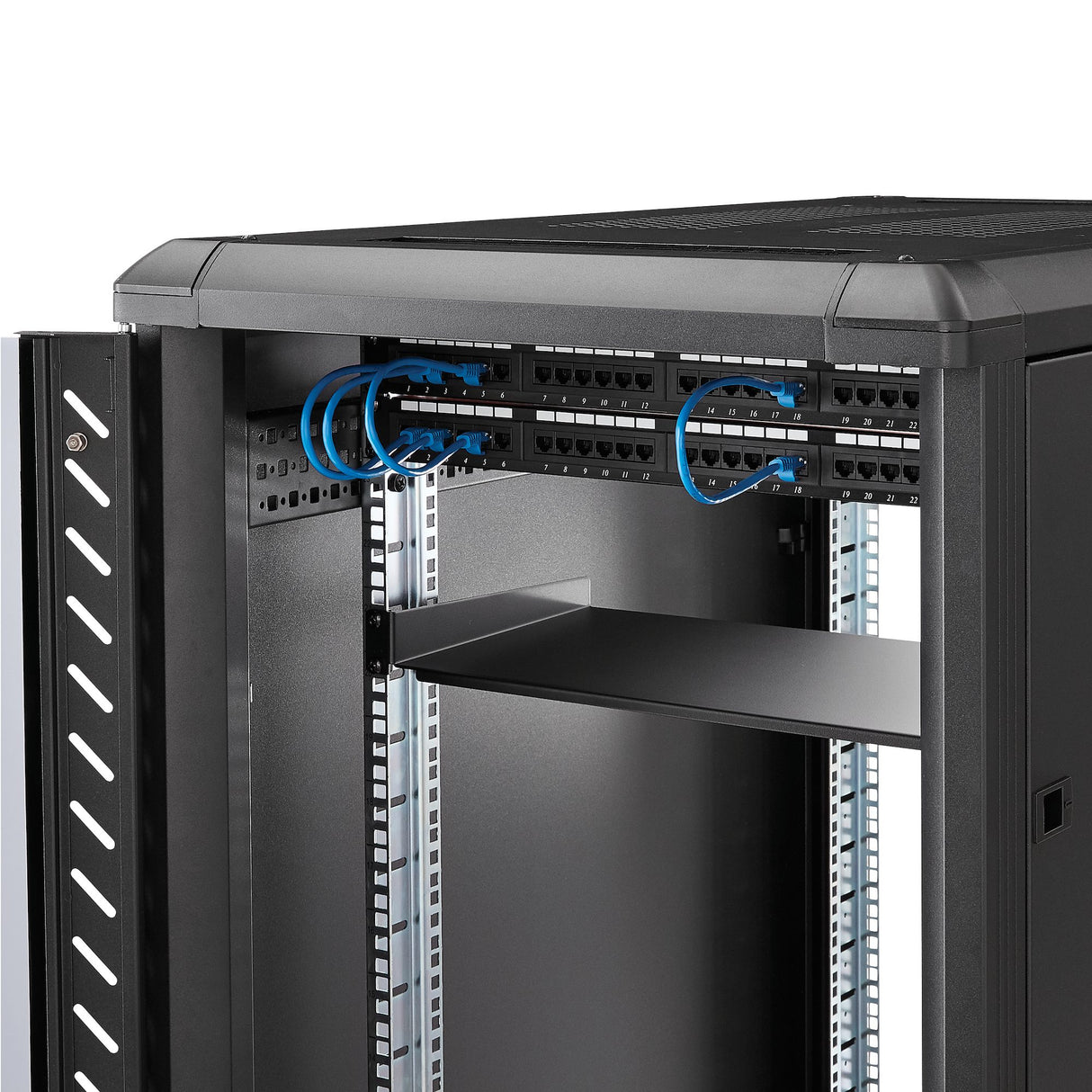 StarTech.com Bandeja Estante de 1U para Armario Rack de Servidores - de 10 Pulgadas (254mm) de Profundidad - en Acero de Servicio Pesado - con Capacidad de Carga de 20kg - Negro Rack Cajón metálico para rack Negro Acero 20 kg