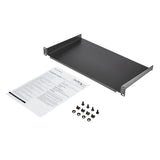 StarTech.com Bandeja Estante de 1U para Armario Rack de Servidores - de 10 Pulgadas (254mm) de Profundidad - en Acero de Servicio Pesado - con Capacidad de Carga de 20kg - Negro Rack Cajón metálico para rack Negro Acero 20 kg
