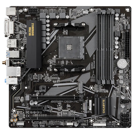 GIGABYTE B550M DS3H AC Placa base - Procesadores AMD Ryzen 5000, VRM de 5+3 fases, hasta 4733 MHz DDR4, 1xPCIe 4.0 + 1xPCIe 3.0 M.2, Wi-Fi 5, LAN 1GbE, USB 3.2 Gen 1 placas base AMD Zócalo AM4 Zócalo AM4 DDR4-SDRAM