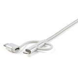 StarTech.com Cable Trenzado de 1m USB a Lightning USB-C y Micro USB - Cable Cargador para Teléfono Móvil iPhone iPad Tablet Cable USB 2.0 USB A Micro-USB B Macho