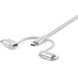 StarTech.com Cable Trenzado de 1m USB a Lightning USB-C y Micro USB - Cable Cargador para Teléfono Móvil iPhone iPad Tablet Cable USB 2.0 USB A Micro-USB B Macho