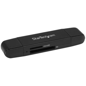 StarTech.com Lector Grabador USB 3.0 USB-C Tipo C y USB-A de Tarjetas de Memoria Flash SD Micro SD Alimentado por USB lector de tarjetas 5000 Mbit/s Negro Plástico Si