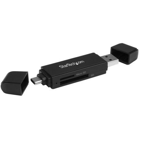 StarTech.com Lector Grabador USB 3.0 USB-C Tipo C y USB-A de Tarjetas de Memoria Flash SD Micro SD Alimentado por USB lector de tarjetas 5000 Mbit/s Negro Plástico Si