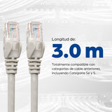 Intellinet Cable de red Cat6, UTP Cable Gris 3 m Cat6 U/UTP (UTP)